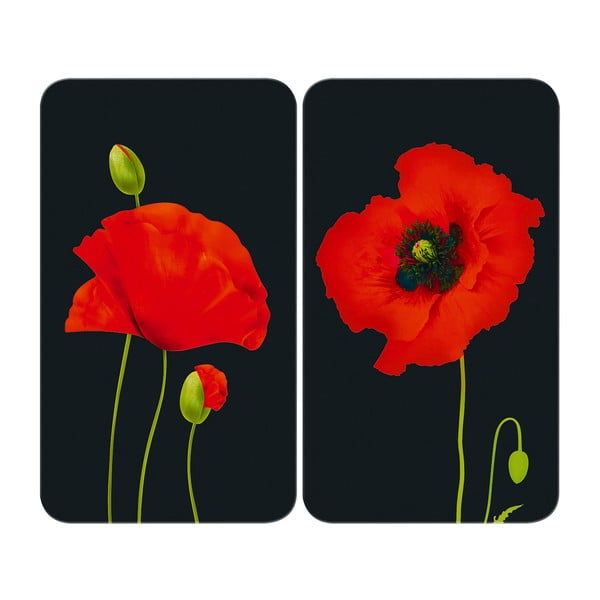 Plošča za štedilnik iz kaljenega stekla v kompletu 2 kos 52x30 cm Poppy - Maximex