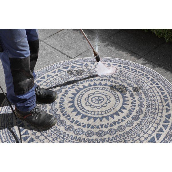 Modro-krem zunanja preproga NORTHRUGS Coron, ø 140 cm-image-4