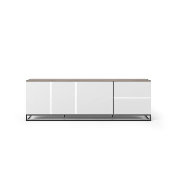Mat bela TV mizica s ploščo iz orehovine, 200 x 65 cm
