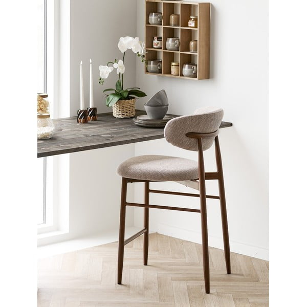 Bež/temno rjav oblazinjen barski stol (višina sedeža 65 cm) Levanto – House Nordic-image-1