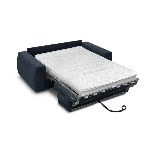 Temno modra sedežna garnitura za spanje/raztegljiva iz šenilje 240 cm Hugo – Bobochic Paris-image-3