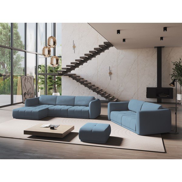 Svetlo modra kotna sedežna garnitura (levi kot) Hoku – Makamii-image-1