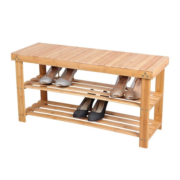 Bambusova polica za 8 parov čevljev Songmics, širina 90 cm-image-3