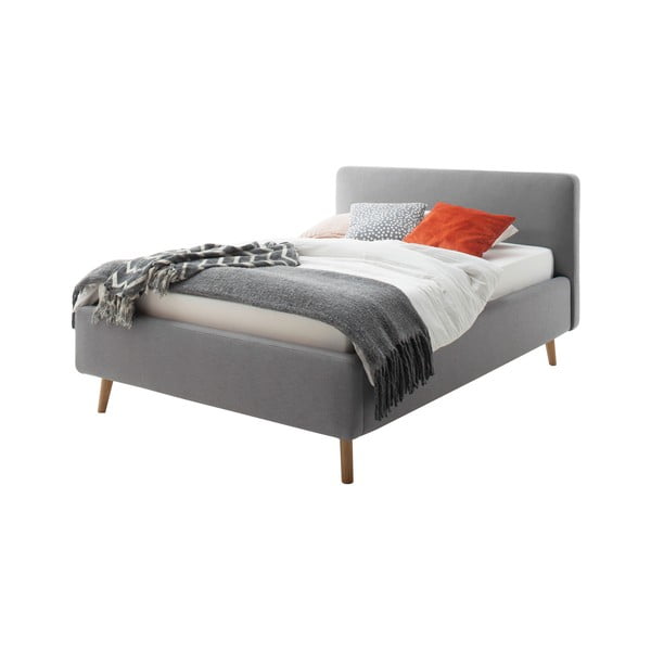Svetlo siva oblazinjena postelja brez letvenega dna 120x200 cm Mattis – Meise Möbel-image-2