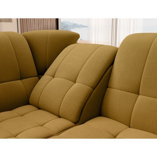 Rumena žametna raztegljiva/s prostorom za shranjevanje kotna sedežna garnitura (levi kot/v obliki črke L) Sado – ELTAP-image-1