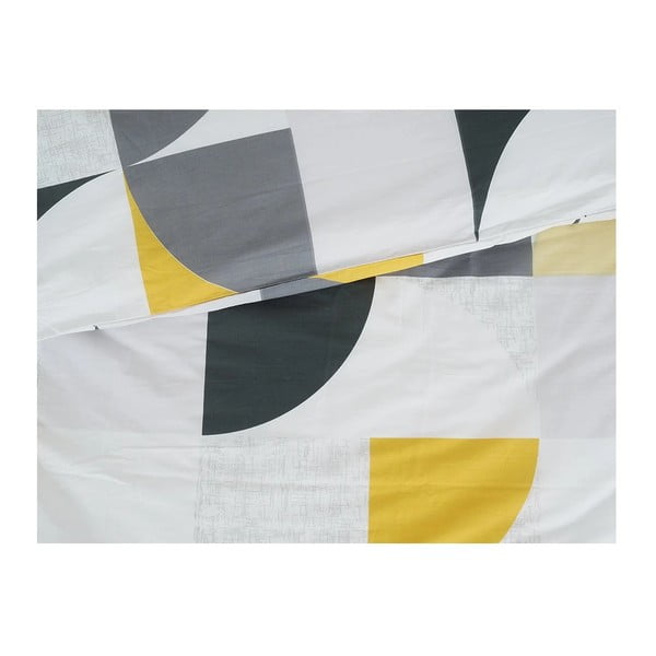 Rumeno-siva enojna posteljnina iz krepa 140x200 cm Geometries – B.E.S.-image-1