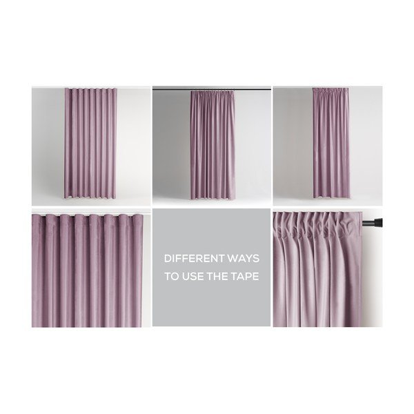 Svetlo rožnata žametna zavesa za delno zatemnitev 140x270 cm Pleat – Restilo-image-3
