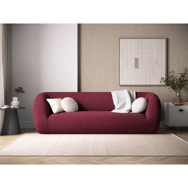 Bordo rdeča sedežna garnitura iz tkanine bouclé 230 cm Essen – Cosmopolitan Design-image-1