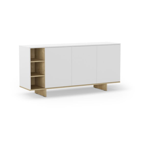 Bela nizka komoda v hrastovem dekorju 170x80 cm Cequoia – Marckeric-image-2