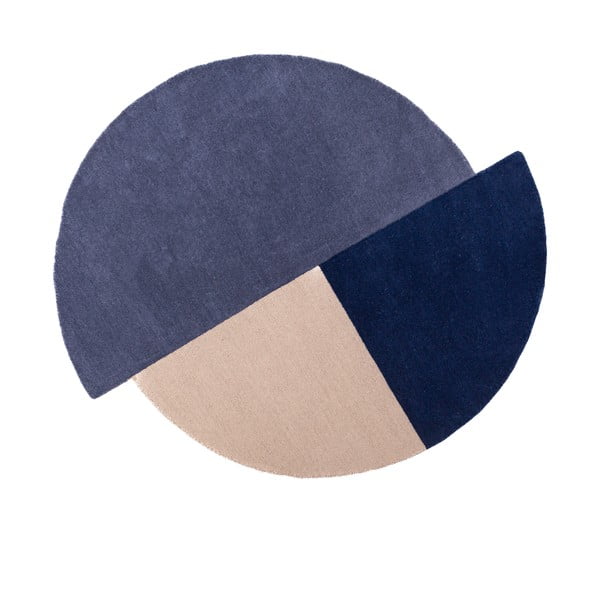 Modra ročno tkana volnena okrogla preproga ø 200 cm Mia Segment – Flair Rugs