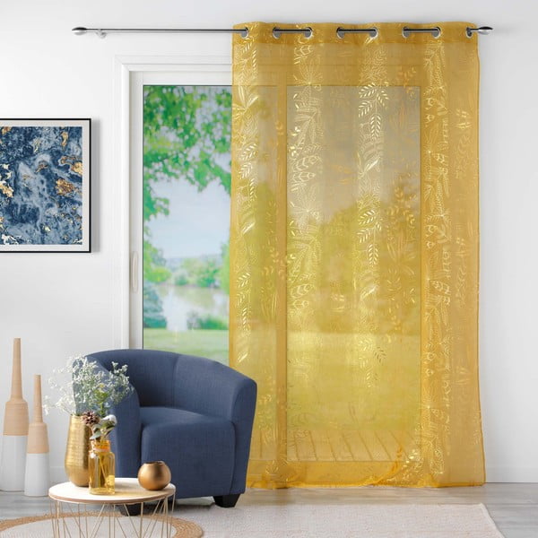 Rumena prosojna zavesa iz tančice 140x280 cm Belflor – douceur d'intérieur-image-2