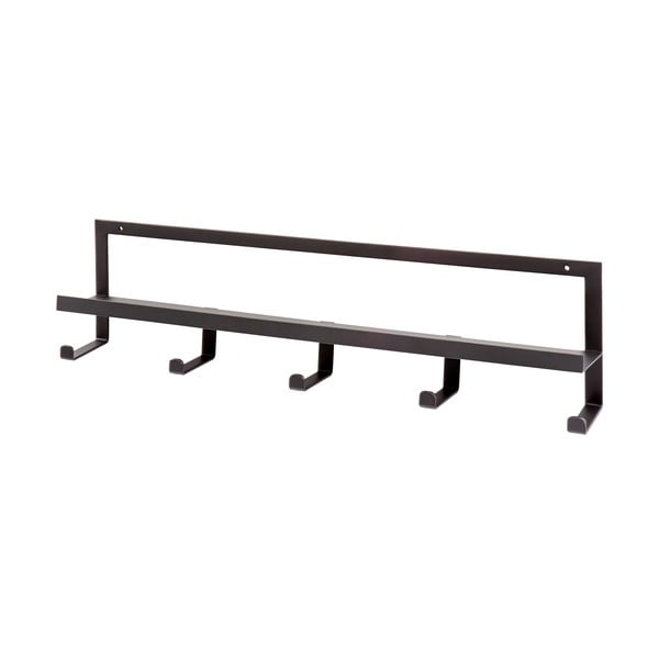 Črn kovinski stenski obešalnik s polico Quinn – WOOOD-image-2