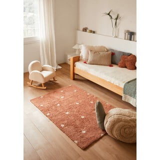 Opečnato oranžna pralna ročno tkana bombažna otroška preproga 100x150 cm Mini Dot Chestnut – Lorena Canals
