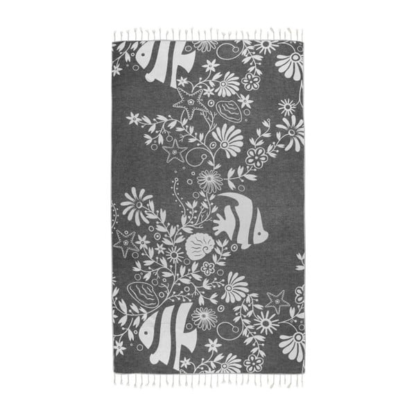 Črna brisača za hamam Kate Louise Helene, 165 x 100 cm