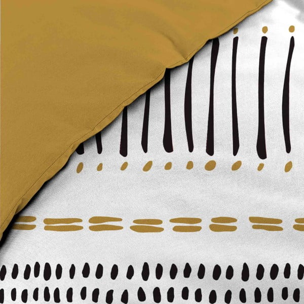 Gorčično rumena-bela podaljšana bombažna posteljnina za zakonsko posteljo 240x220 cm Chicago – douceur d'intérieur-image-3