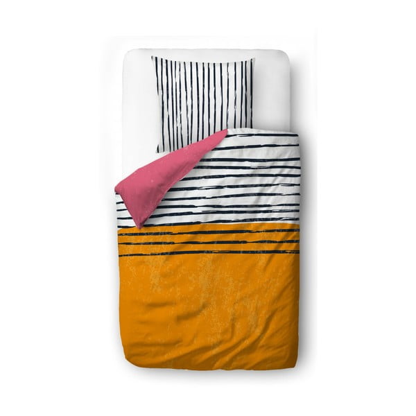 Enojna posteljnina iz bombažnega satena 140x200 cm Black Stripes in Colors – Butter Kings