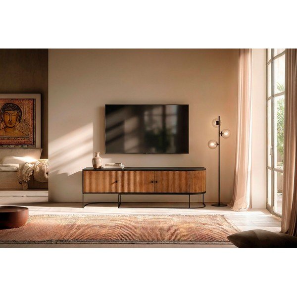 TV omarica iz masivnega manga v naravni barvi 160x55x40 cm Curve – MOME-image-1