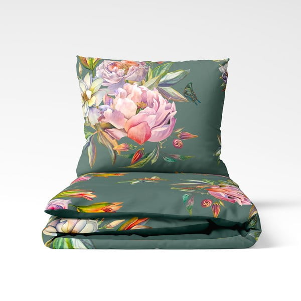 Temno zelena bombažna posteljnina Bonami Selection Floret, 200 x 220 cm-image-2