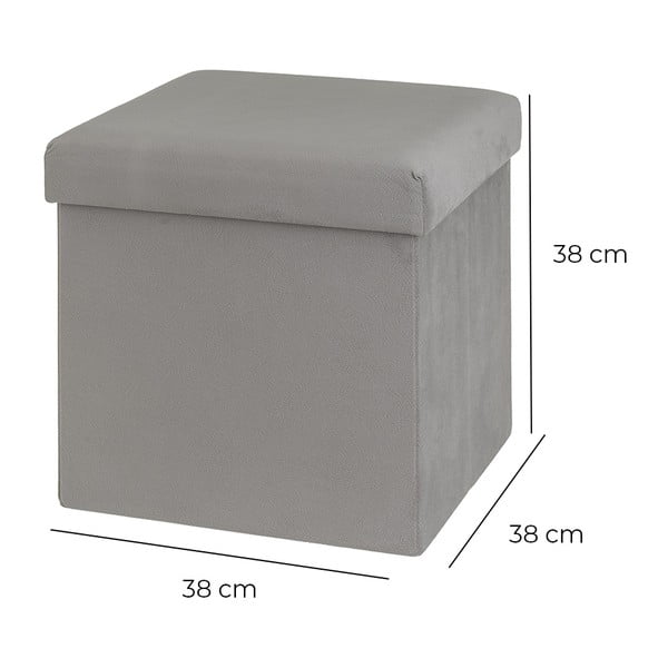 Svetlo siv žameten tabure Estela – Casa Selección-image-2