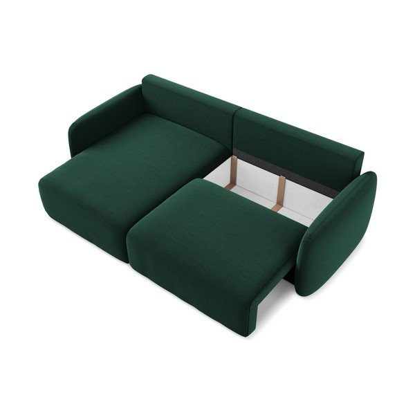 Temno zelena žametna raztegljiva/s prostorom za shranjevanje kotna sedežna garnitura (levi kot/z ležalnikom) Kalena – Makamii-image-4