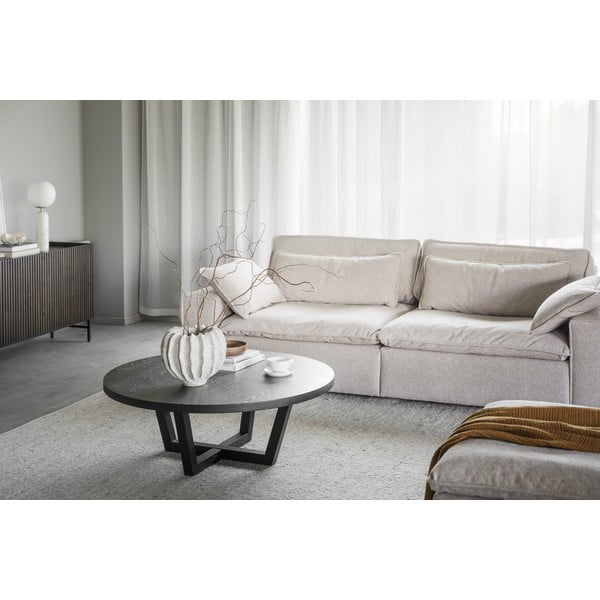 Črna okrogla mizica v hrastovem dekorju ø 110 cm Boxford – Rowico-image-1