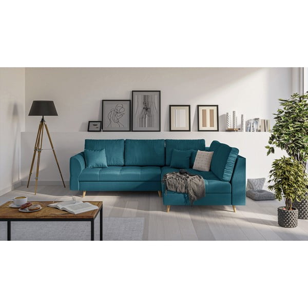 Turkizna kotna sedežna garnitura (z desnim kotom) Ariella – Ropez-image-1