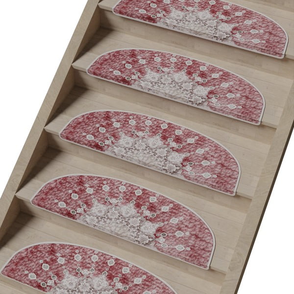 Svetlo rdeči komplet preprog za stopnice 16 ks 20x65 cm Chakra – Vitaus-image-1