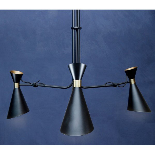 Črna/v zlati barvi kovinska viseča svetilka s kovinskim senčilom Linox – Premier Housewares-image-1