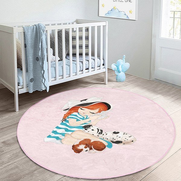 Rožnata otroška preproga ø 100 cm Comfort – Mila Home-image-4