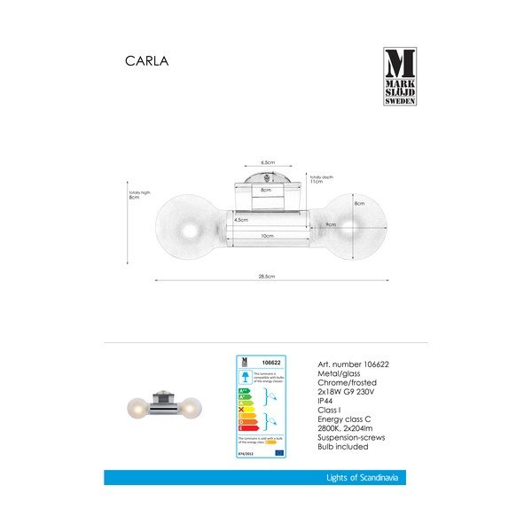Stenska svetilka Markslöjd Carla, 28,5 x 8 cm-image-1