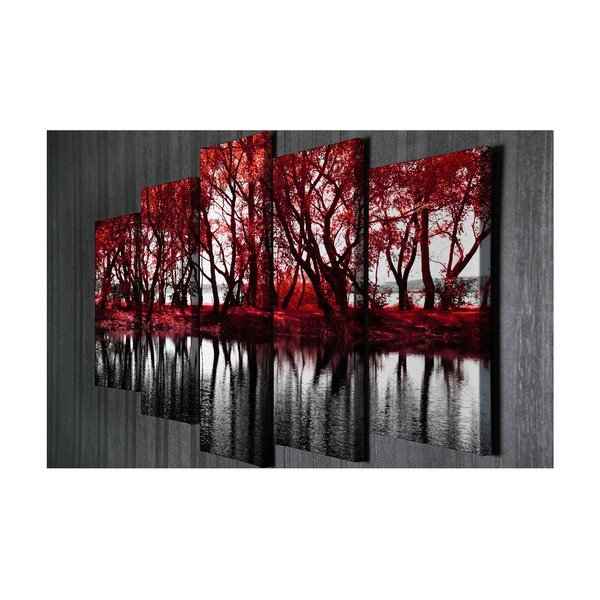 5-delna slika na platnu Red Leaves-image-2