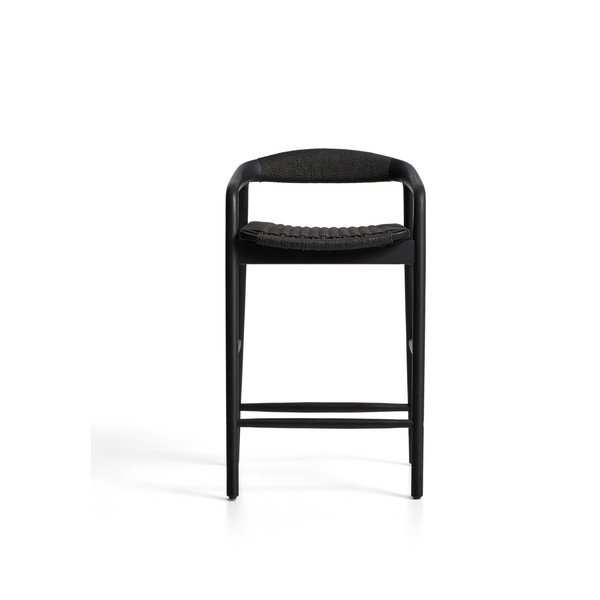 Črn barski stol z nasloni za roke iz masivnega hrasta (višina sedeža 65 cm) Derile – Kave Home-image-4