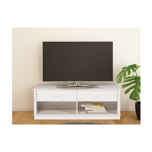 Bela TV omarica iz masivnega bora 137x47 cm Anita – Støraa-image-1