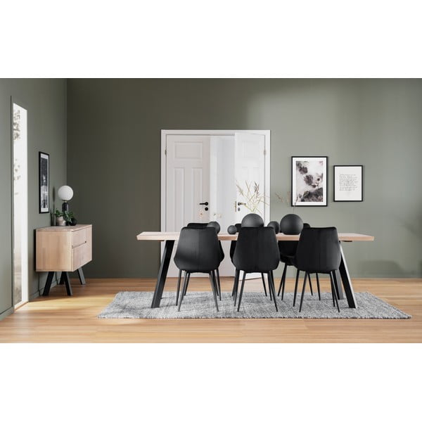 Črni žametni jedilni stoli v kompletu 2 kos Sierra - Rowico-image-2