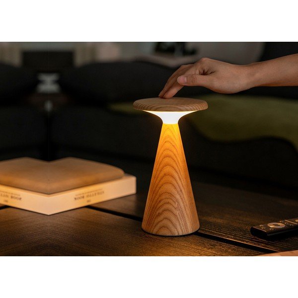 LED namizna svetilka v naravni barvi z lesenim senčilom (višina 21 cm) Sylva – Gingko-image-2