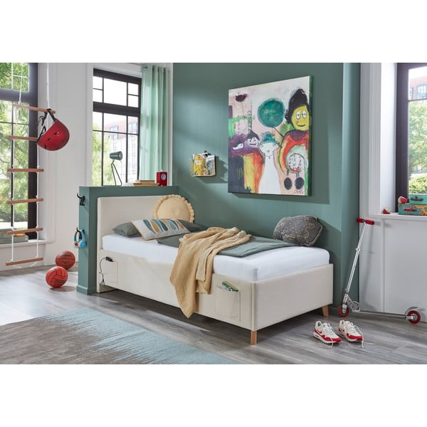 Bež oblazinjena otroška postelja s prostorom za shranjevanje z letvenim dnom 120x200 cm Cool – Meise Möbel-image-1