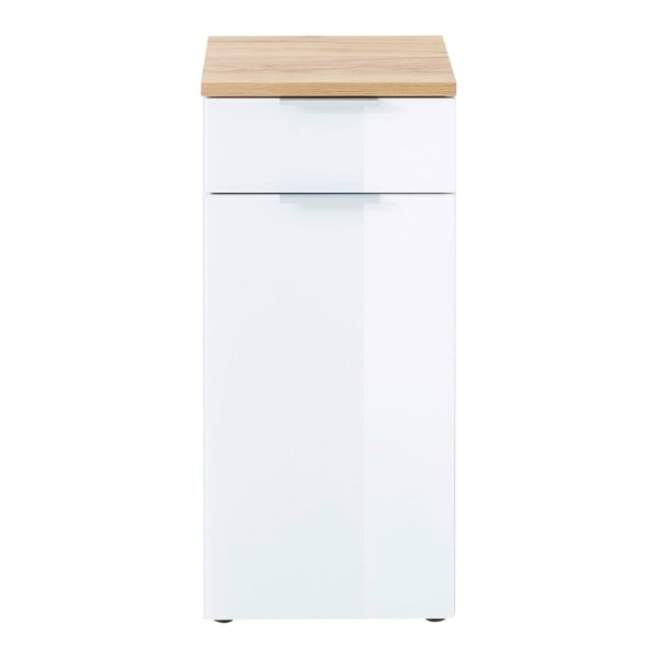 Bela nizka kopalniška omarica v hrastovem dekorju 39x86 cm Pescara - Germania