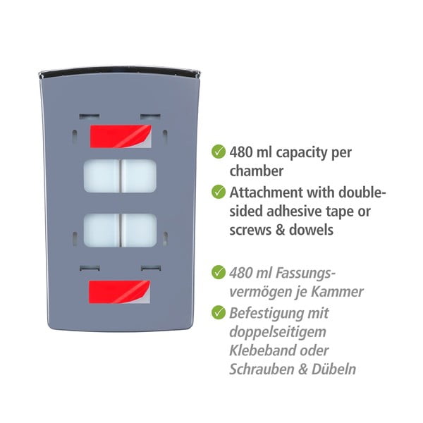 Bel plastičen stenski dozirnik za milo 0.96 l Tartas – Wenko-image-3