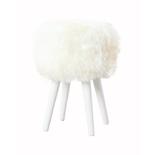 Stol z belim sedežem iz ovčje kože Native Natural White, ⌀ 30 cm