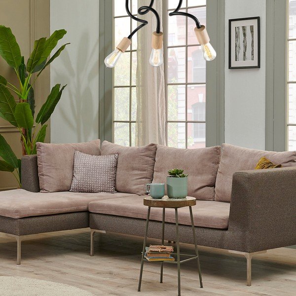 Stropna svetilka v črni in naravni barvi - LAMKUR-image-2