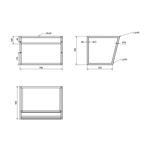 Belo/črno jekleno stensko stojalo za pod umivalnik 60x40 cm Ska – Sapho-image-3