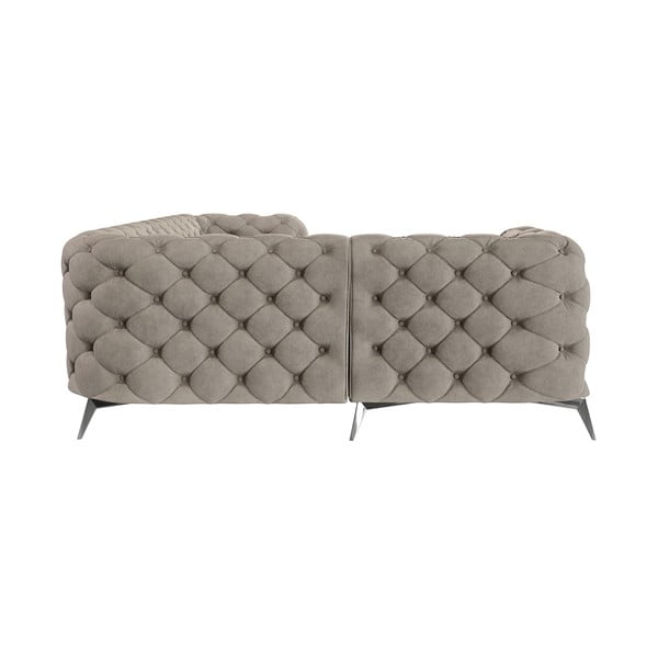 Sivo-bež žametna kotna sedežna garnitura (levi kot/v obliki črke L) Chelsea – Ropez-image-3