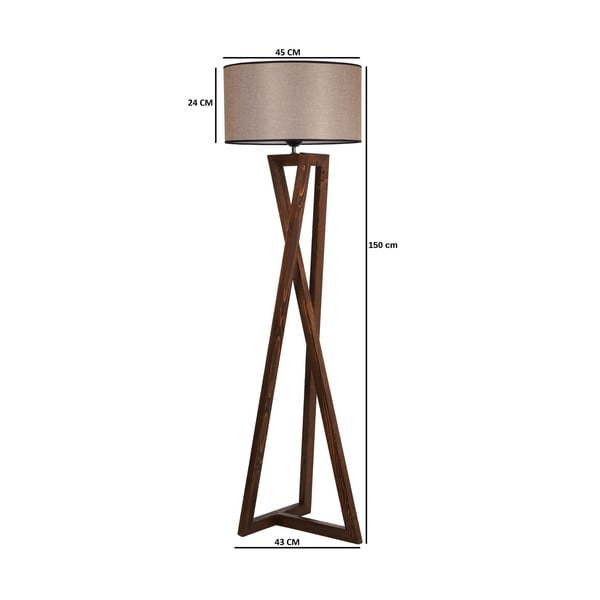 Rjava stoječa svetilka s tekstilnim senčilom (višina 149 cm) Maçka – Opviq lights-image-3