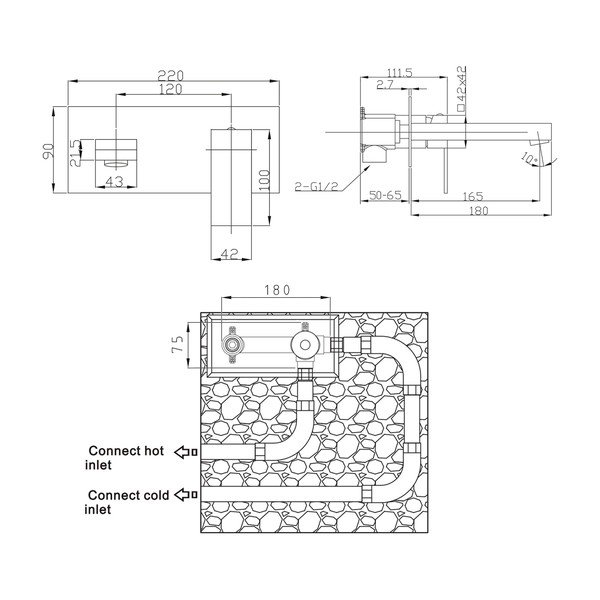 Vgrajena armatura za umivalnik v sijajno srebrni barvi (1 izhod) Latus – Sapho-image-3