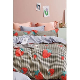 Enojna 3-delna podaljšana posteljnina iz renforce bombaža z rjuho 160x220 cm Strawberry – Mila Home