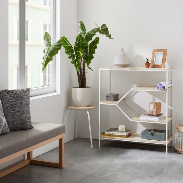 Bel kovinski stolček s sedežem iz mangovega lesa Kave Home Nax-image-3