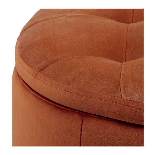 Bakreno oranžen žameten tabure Actona Retina, ⌀ 60 cm-image-2