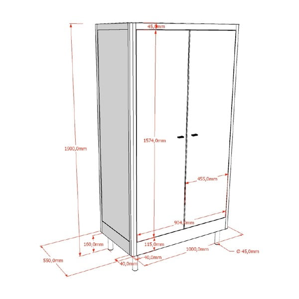 Bela otroška garderobna omara iz masivne bukve 100x190x55 cm Forrest – Vipack-image-2