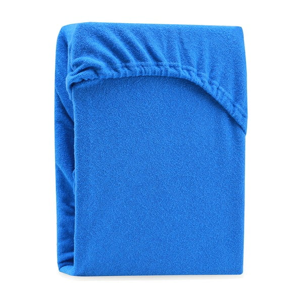 Modra elastična rjuha z visoko vsebnostjo bombaža AmeliaHome Ruby, 80/90 x 200 cm-image-2