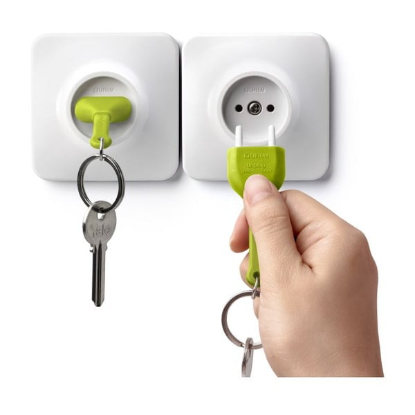 Qualy&CO Obesek za ključe Unplug z zelenim obeskom za ključe
